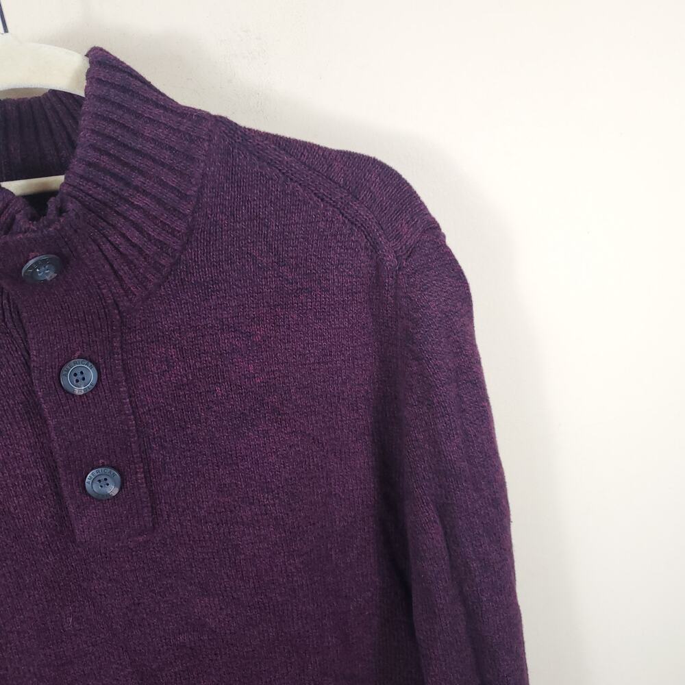 American Eagle 3 Button Pull Over Sweater In Burg… - image 4